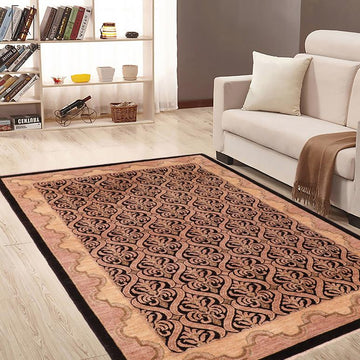 handmade Transitional Kafkaz Chobi Ziegler Black Tan Hand Knotted RECTANGLE 100% WOOL area rug 6 x 9